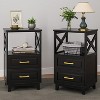 Heynemo Tall Nightstand, Side Table with 2 Drawers & Open Shelf on Top, Solid Feet, Ideal for Bedroom, Living Room, Home Office - 2 of 4