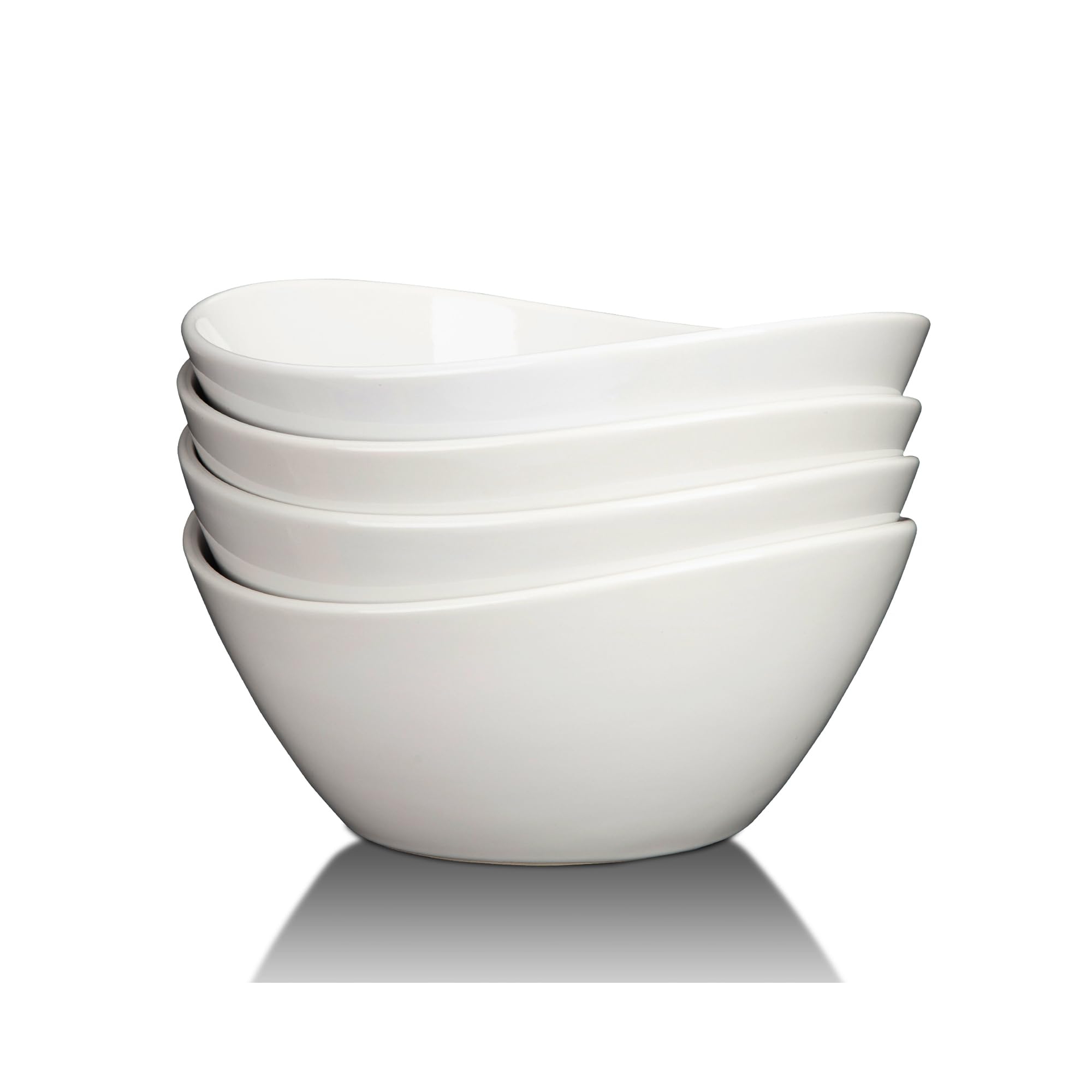 8" 42oz White Ceramic Bowl Set (4-Pack) - Deep Soup & Salad Bowls for Kitchen, Microwave & Dishwasher Safe