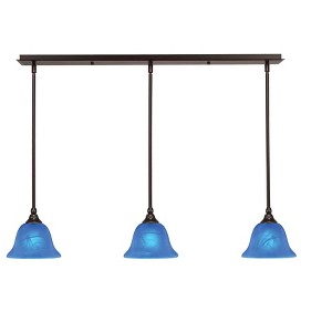 Toltec Lighting Any 3 - Light Chandelier in  Dark Granite with 7" Blue Italian Shade - 1 of 1