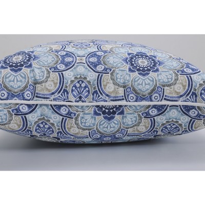 Blue and Gray Rectangular Outdoor Throw Pillow Set