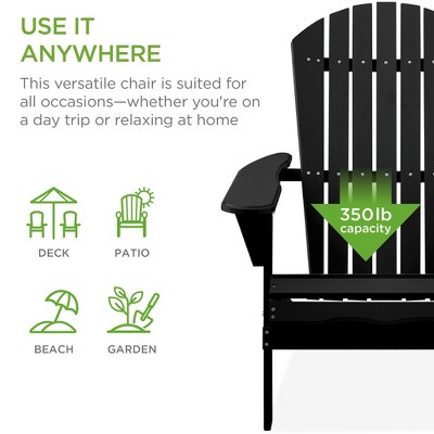 Black Folding Wooden Adirondack Chair with Arms