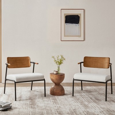 27" Mixed Material Accent Arm Chair in Upholstery with Plush Seat and Metal Frame