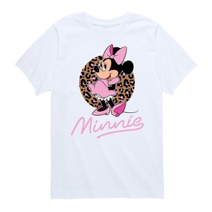 Girls' - Disney - Minnie Leopard Print Short Sleeve Graphic T-Shirt - 1 of 4