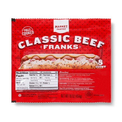 Hot Dog All Beef Franks 8ct 16oz Market Pantry Target