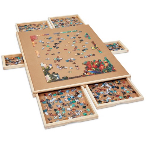 Puzzle Table with Drawers: Jumbo Wooden Puzzle Plateau
