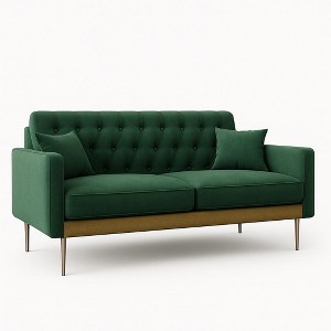 Rennnsan Tufted Back Contemporary Sofa in Green and Gold - 1 of 1