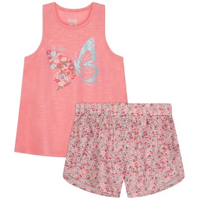 Toddler Girls PJ 3 Pc BUTTERFLY Flowers Shorts Tank Tee PURPLE 18 Mo 24 Mo 3T 5T 
