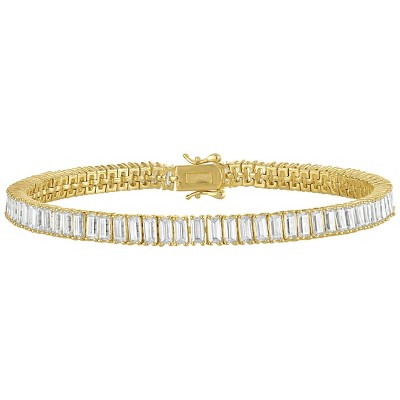 White Lotus 14K Gold Over Sterling Silver Created Moissanite Bracelet