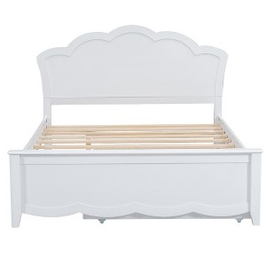 YOOCOZZ Platform Bed with Trundle, Contoured Headboard and Footboard - White - 1 of 4