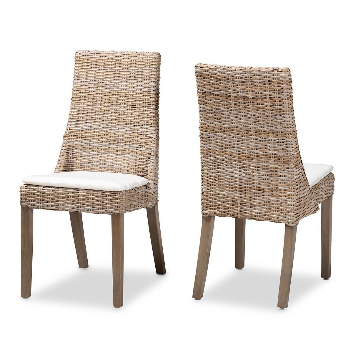 2pc Toby Rattan Dining Chair Set Brown - bali & pari: Comfort Cushion, Sturdy Backrest, Indonesian Craftsmanship - thumbnail 2