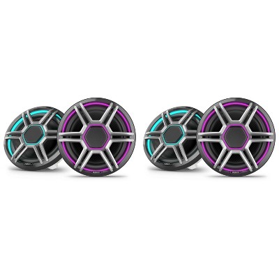 Garmin Fusion 2 Pairs Apollo AP-FL88SPG 8.8" LED Marine Speakers Sport Grills, Gray, Pair