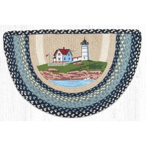 Earth Rugs Nubble Lighthouse Slice Tread Rug, 18"x29", Nautical Print, Hand-Stenciled Jute, Coastal Accent Mat - 1 of 3