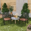 2 Piece Patio Dining Chairs with Cushions, Outdoor All-Weather Cast Aluminum Chairs, Patio Bistro Dining Chair - 2 of 4