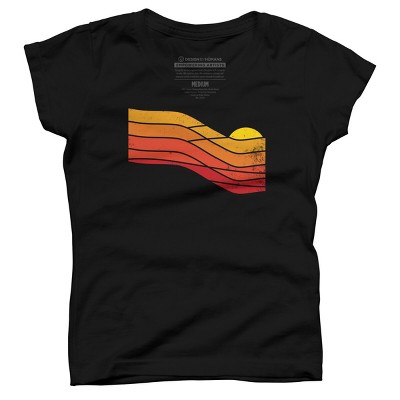 Girl's Design By Humans 70s Retro Sunset By Vanphirst T-Shirt