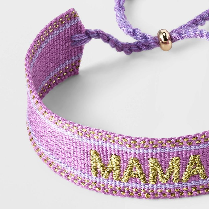 14k Gold Dipped Butterfly &#34;Mama&#34; Woven Adjustable Bracelet - A New Day&#8482; Purple, 5 of 8