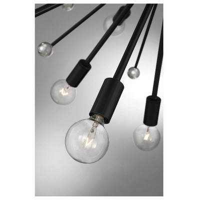 Galea Matte Black 24-Light Sputnik Chandelier with Glass Baubles