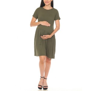 Women's Asymmetrical Waistline Maternity Dress -White Mark - 1 of 3