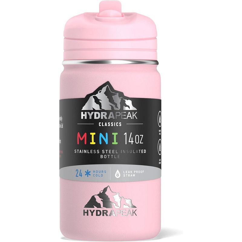Hydrapeak Mini 14oz Kids Stainless Steel Insulated Water Bottle With Leak Proof Straw Lid, 4 of 11