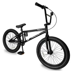 TRACER Edge 3.0 20 Inch Hi-Ten Steel Framed Freestyle BMX Beginners Bike for Child or Adult Riders 5 Feet to 6 Feet 2 Inches Tall, Matte Black