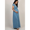 PinkBlush Blue Draped Maternity/Nursing Maxi Dress - 2 of 4