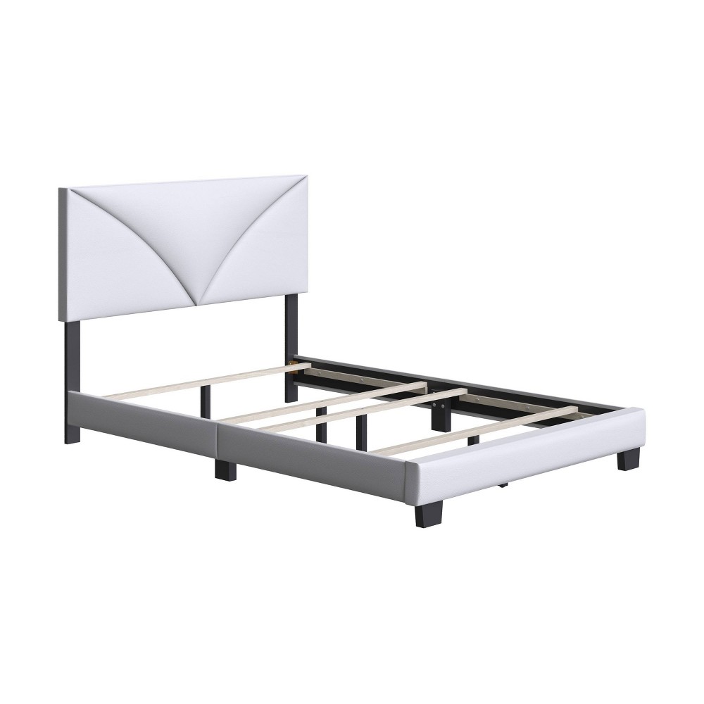 Photos - Wardrobe Full Cornerstone Faux Leather Upholstered Bed Frame White - Boyd Sleep Eco