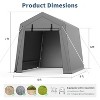 Portable Carport Storage Shed with Roll-up Zipper Door, Heavy Duty Waterproof Tarp, Storage for Motorcycle, Bike, Garden Tools, Gray - 2 of 4