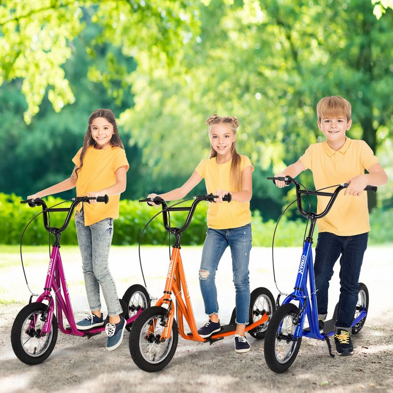 Costway Kick Scooter Carbon Steel Frame W/12'' Air Filled Wheel Youth Kids, 2 of 11