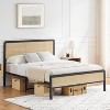 Full/Queen Size Bed Frame With Natural Rattan Headboard and Footboard, Platform With Strong Metal Slats Support - 3 of 4