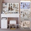 CAVINAS Dressing Table + Cushion Stool Vanity Desk with Mirror Modern White Vanity with Mirror for Bedroom, Dressing Room - 3 of 4