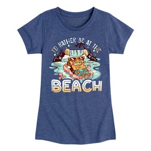 Girls' - SpongeBob SquarePants - Rather Be At Beach Fitted Short Sleeve Graphic T-Shirt - 1 of 4