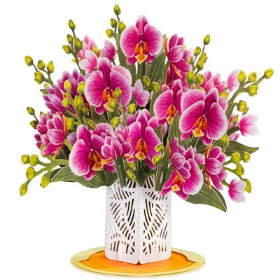 Paper Love 3D Pop Up Flower Bouquet Card, with Orchids Forever Flowers Keepsake, For All Occasion - Oversized 10" x 7" Cards