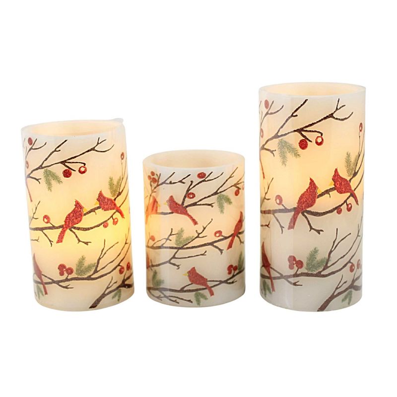 Christmas Cardinal Led Candle Set Gold Crest Distributing  -  Flameless Candles, 3 of 4