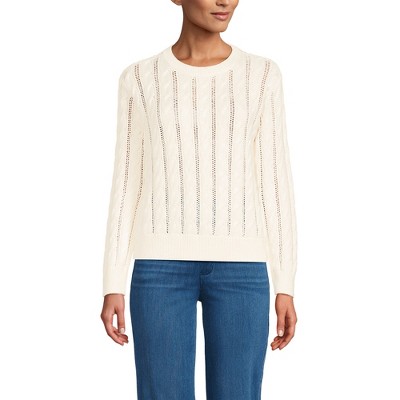 Lands' End Women's Drifter Cable Pointelle Stitch Sweater