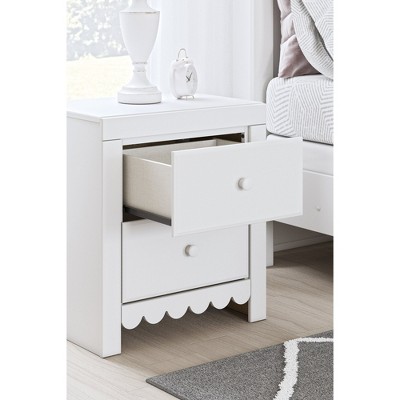 White Transitional 2-Drawer Nightstand with USB Charging