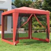 vidaXL Durable Party Tent with UV-Resistant Roof and 4 Mesh Sidewalls, Heavy-Duty Iron Frame - Red - High-Density Polyethylene (HDPE) Material - 2 of 4
