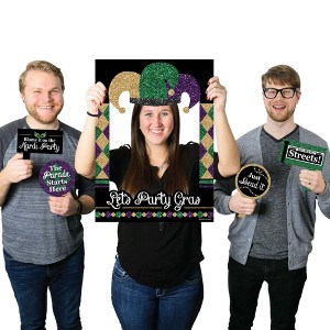 Big Dot of Happiness Mardi Gras - Masquerade Party Selfie Photo Booth Picture Frame & Props - Printed on Sturdy Material - 1 of 4