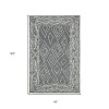Gray And Ivory Wool Geometric Hand Hooked Area Rug - 3 of 4
