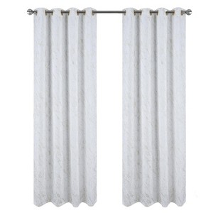 RT Designer Collection Heidi Halo Foil Blackout Luxurious Decorative Grommet Curtain Panel 54" x 90" White - 1 of 4