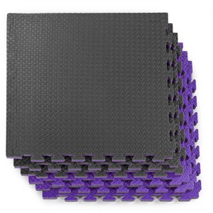 Xspec 1" Extra Thick Reversible EVA Foam Gym Mats 12 pcs 48 Sq Ft, Black/Purple - 1 of 4