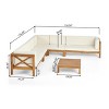 Christopher Knight Home Julie 6 Piece V-Shape Outdoor Acacia Wood Sectional Set with Coffee Table and Cushions - 3 of 4