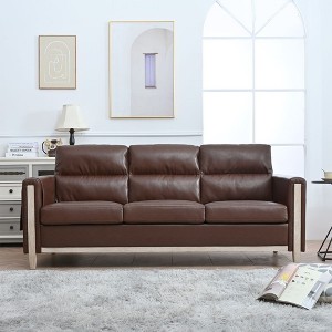 Comfortable Solid Wood Three-Seater Sofa - Soft Cushions, Durable and Long-lasting,79.5" Sofa Couch for Living Room - 1 of 4