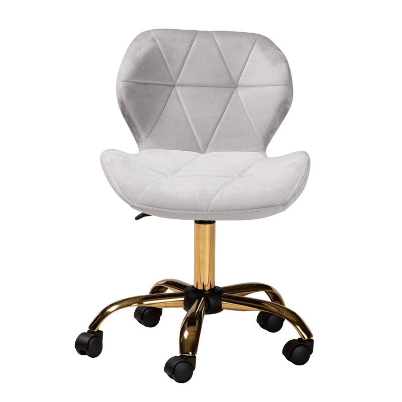 Baxton Studio Savara Contemporary Glam and Luxe Velvet Fabric and Metal Swivel Office Chair, 3 of 11