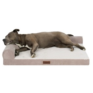 Plush & Grid Cord Orthopedic Deluxe L-Chaise Pet Bed for Dogs and Cats - 1 of 4