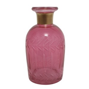 VIP Glass 5 in. Pink Etched Bud Vase - 1 of 2