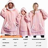Joyfy Adults Wearable Blanket Hoodie for Women Men Giant Pocket Sleeves FlaWarm Oversized Fleece Winter Sweatshirt Blanket Birthday Gift Pink - 4 of 4