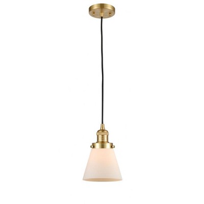 Cone - 1 Light Cord Hung Mini Pendant In Industrial Style-8 Inches Tall and 6 Inches Wide