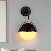 DORESshop 10 In. 1-Light Black and Gold Wall Sconce Modern Light Fixture for Bedroom or Hallway with White Globe Shade - 2 of 4