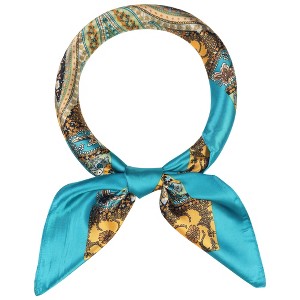 Elerevyo Women's Satin Large Paisley Symmetric Silk Square Scarf Head Wrap Bandanas 35.4" X 35.4" - 1 of 4