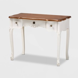 Sophie Small 3 Drawer Console Table: Carved Detail, Brass Knobs - Baxton Studio - 1 of 4