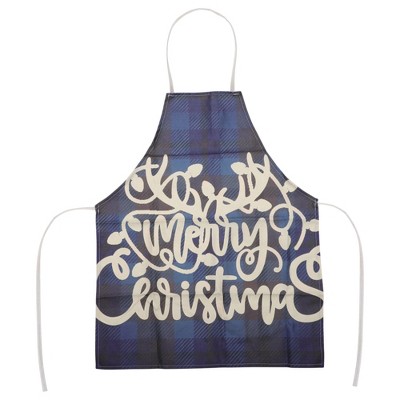 Unique Bargains Christmas Aprons Linen Dark Blue Black Beige White 21.65"x26.77" 1 Pcs